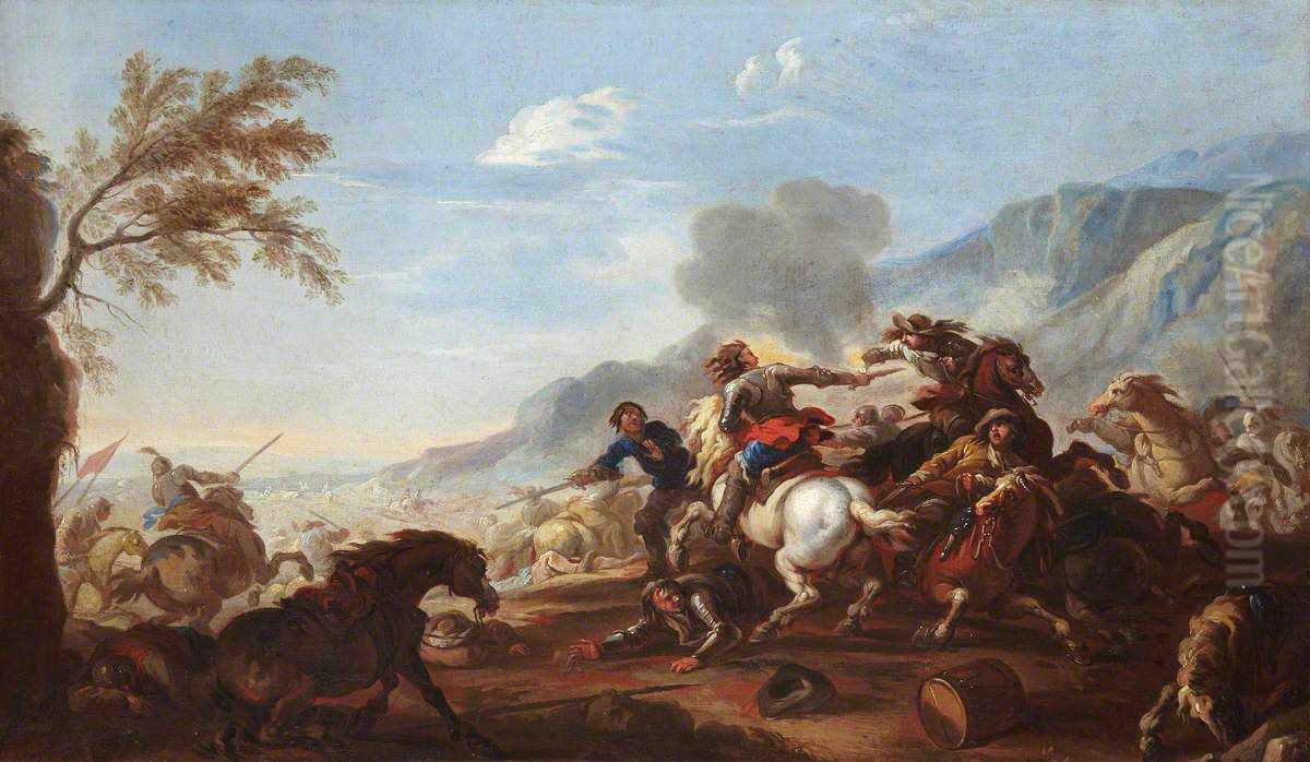 Battle Scene Oil Painting by Jacques Courtois