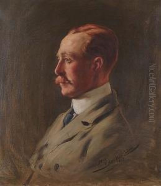 Sketch Of Percy Shelley Allan Bust Length. Oil Painting by John St. Helier Lander