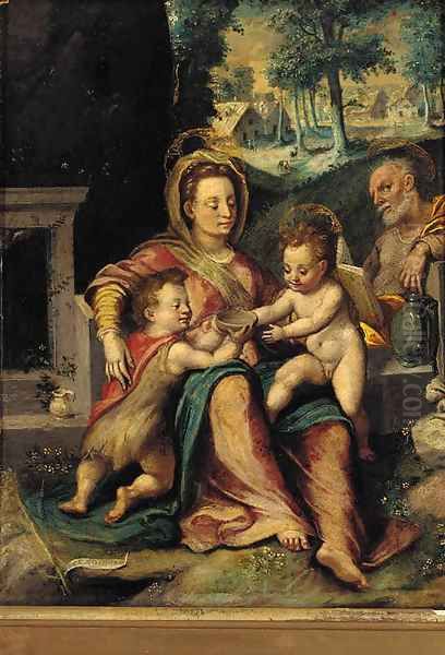 The Holy Family with the infant St. John The Baptist Oil Painting by Denys Calvaert