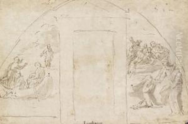 Studio Per Una Composizione Parietale: La Vocazione Degli Apostoli E La Navicella Oil Painting by Giovanni Lanfranco