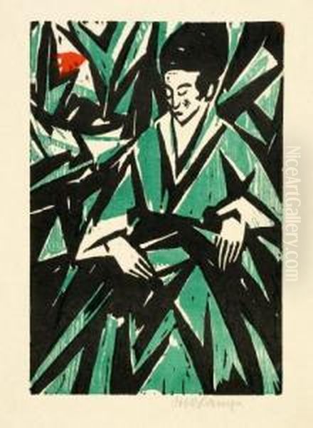 Dame In
Grun Oil Painting by Otto Lange