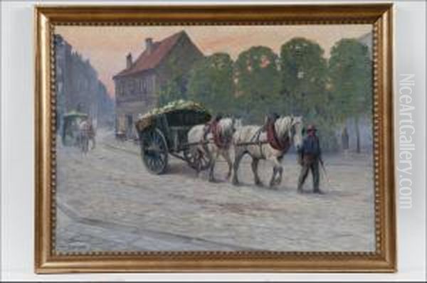 Hevoskarryja Kaupungissa - Hastkarror I Stan Oil Painting by Alexander Langlet