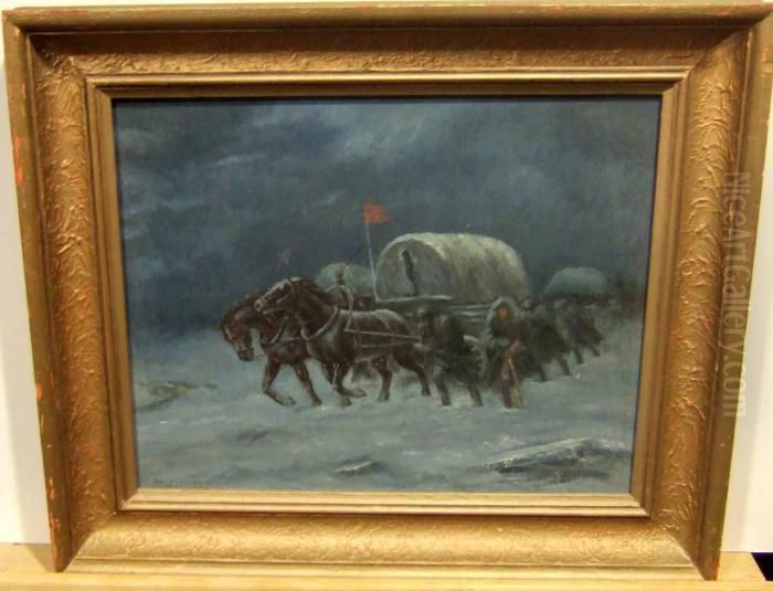 Armeforflyttning I Snoovader. Oil Painting by Alexander Langlet