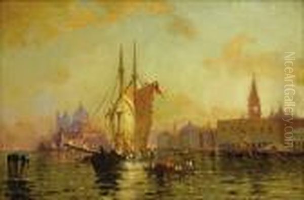Sunset Venice Oil Painting by Walter Franklin Lansil