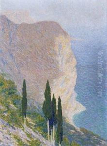 Falaise Aux Bords De La Mediterranee Oil Painting by Fernand Lantoine