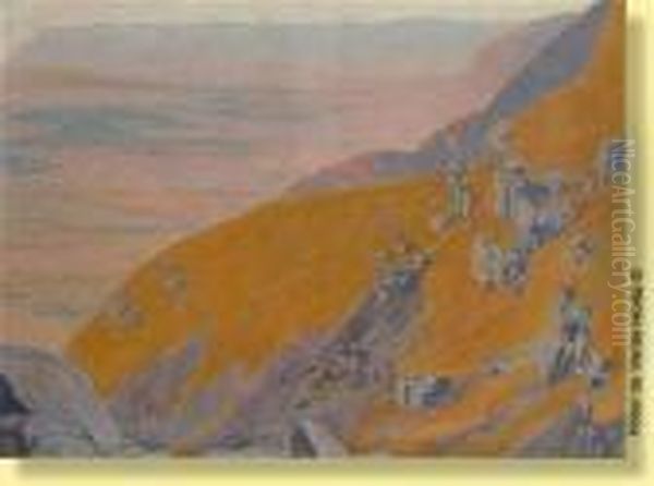 Vue Plongeante Sur La Vallee De Kimpese Oil Painting by Fernand Lantoine