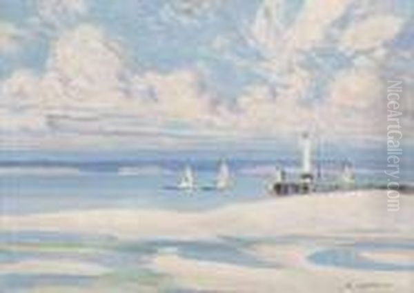 Honfleur, L'estacade Oil Painting by Fernand Lantoine