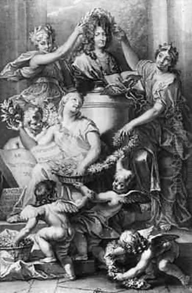 Frontispiece for the French Academy Dictionary Oil Painting by Jean-Baptiste Corneille