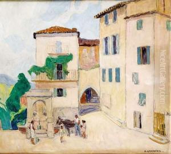 Village D'espagne, Circa 1930 Oil Painting by Fernand Lantoine