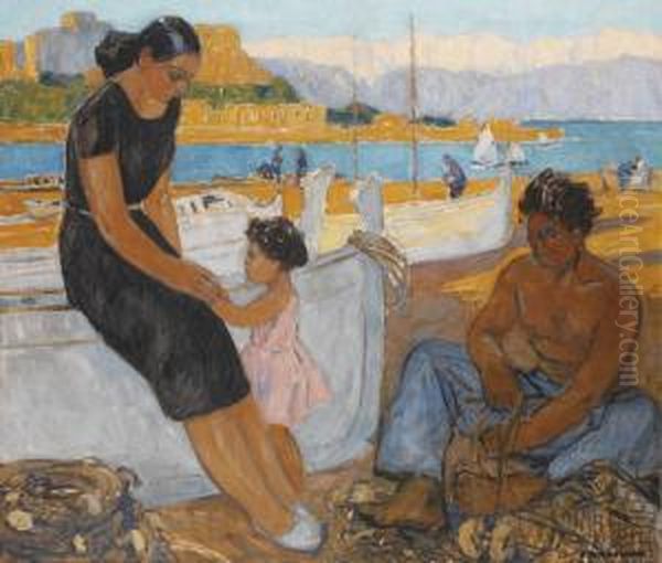 Apres La Peche Oil Painting by Fernand Lantoine