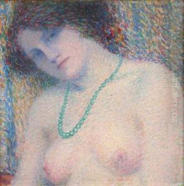 [le Collier Vert] Oil Painting by Fernand Lantoine