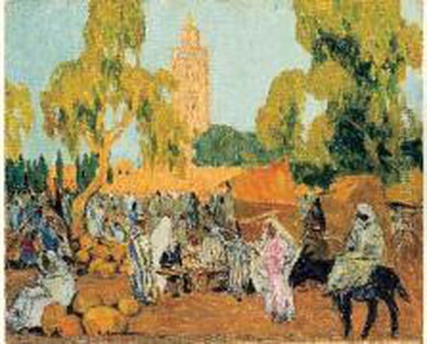 Marche A Marrakech Oil Painting by Fernand Lantoine