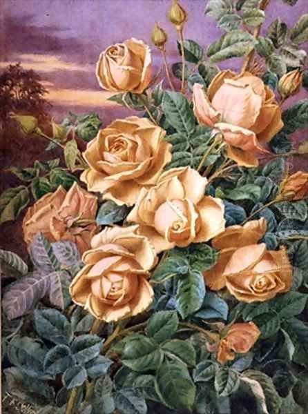 Yellow Roses Oil Painting by Thomas Collier