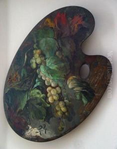Paleta De Pintor-vides Y Uvas Oil Painting by Ernesto Laroche