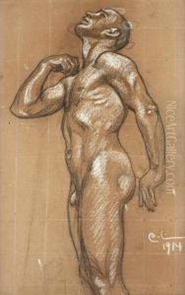 Kung Domalde. 
Studie Till'midvinterblot' Oil Painting by Carl Larsson