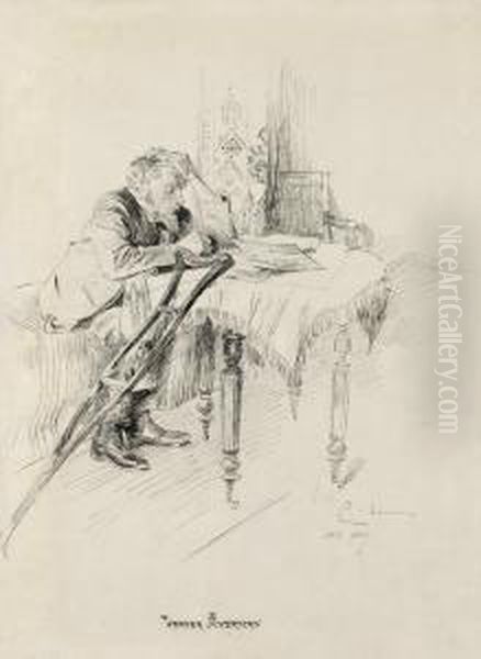 Portratt Av Verner Akerman Oil Painting by Carl Larsson