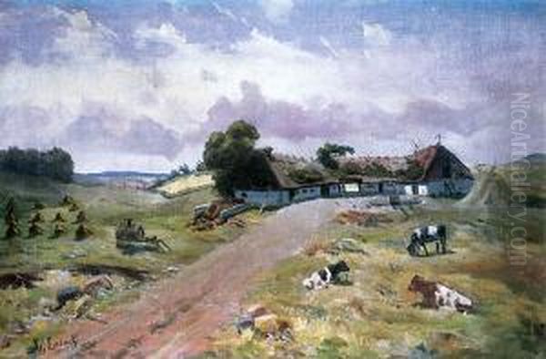 Krowy Na Lace, 1934 R. Oil Painting by Kazimierz Lasocki