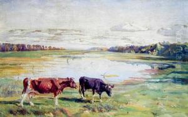 Pasace Sie Krowy, 1935 R. Oil Painting by Kazimierz Lasocki