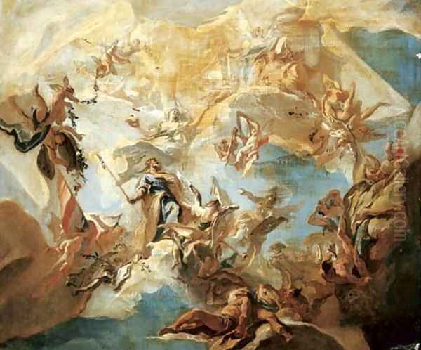 A bozzetto for a ceiling Merit crowned by Nobility Oil Painting by Carlo Innocenzo Carlone