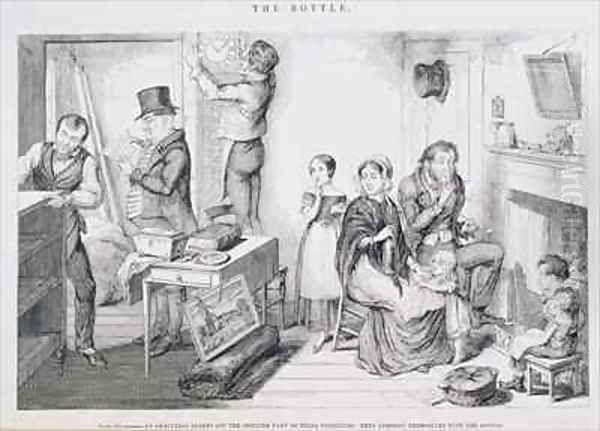 The Bottle Plate III Oil Painting by George Cruikshank I