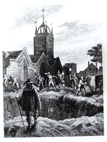 The Great Pit in Aldgate Oil Painting by George Cruikshank I