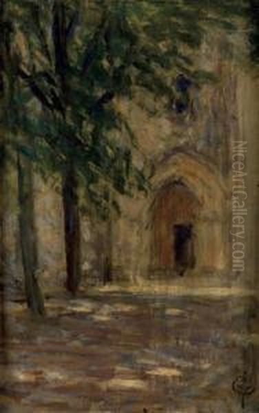 La Place De L'eglise Oil Painting by Ernest Joseph Laurent