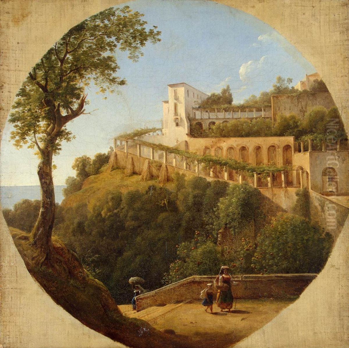 Italian Landscape Oil Painting by Pierre-Athanase Chauvin