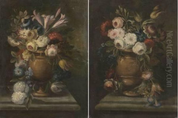 (attivo A Napoli Meta Del Sec. Xviii)
 A) Vaso Con Fiori Oil Painting by Giuseppe Lavagna
