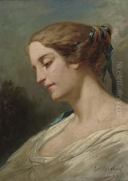 Portrait Of Young Beauty Oil Painting by Jean Raymond Hippolyte Lazerges