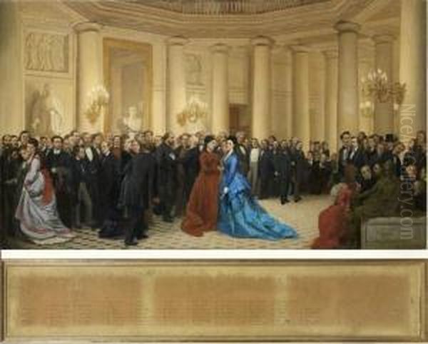 Foyer Du Thetre De L'odeon, 
Apres La Premiere Representation Du <marquis De Villemer> De George 
Sand, Le 19 Fevrier 1864 Oil Painting by Jean Raymond Hippolyte Lazerges