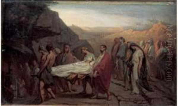 Scene Funeraire Oil Painting by Jean Raymond Hippolyte Lazerges
