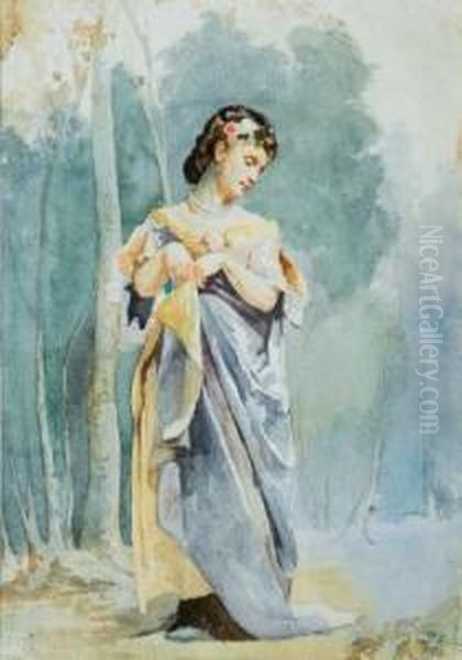 Junge Dame Mit Perlenschmuck Oil Painting by Jean Baptiste Paul Lazerges