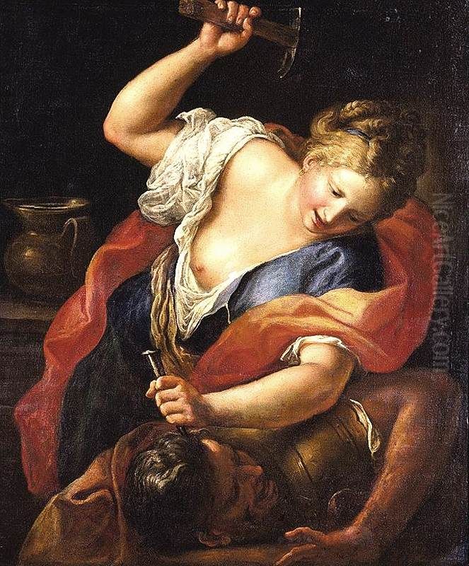 Jael And Sisera Oil Painting by Gregorio Lazzarini