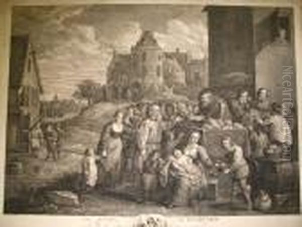 Die Sieben Werke Der 
Barmherzigkeit. Radierung Nach Teniers.43:59,3cm. (211) Bogen Fleckig Oil Painting by Jacques Philippe Le Bas