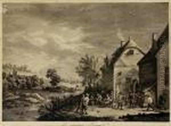 Flamsky Vidiek Podla D. Teniersaml. Oil Painting by Jacques Philippe Le Bas