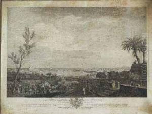 Veduta Della Citta' E Del Porto 
Di Bourdeaux - La Pesca Del Tonno Nel Golfo Di Bandol - Il Porto De La 
Rochelle - Il Porto Di Antibes Oil Painting by Jacques Philippe Le Bas