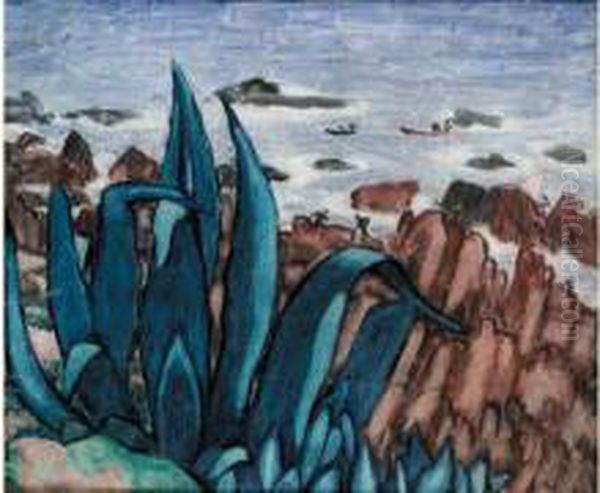 Les Figuiers De Barbarie, Circa 1909 Oil Painting by Alcide Le Beau