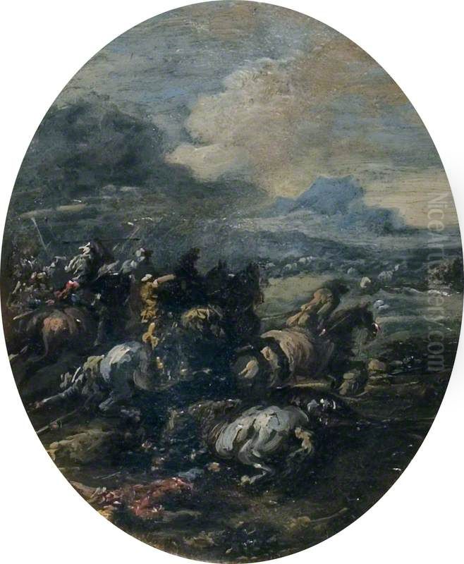 Cavalry engagements Oil Painting by Jacques Courtois