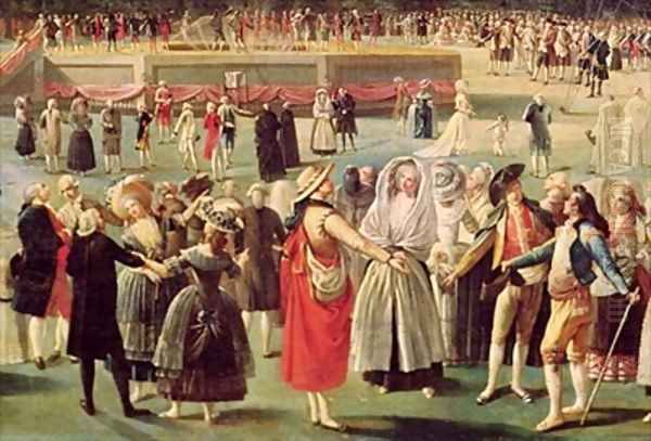 The Ascent of the Montgolfier Balloon at Aranjuez Oil Painting by Antonio Carnicero Y Mancio