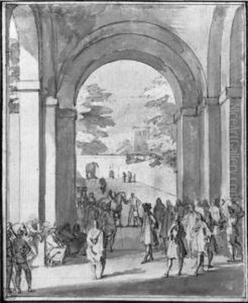 The Reception Of Monsieur De 
Saint-alon, French Ambassador, At Thecourt Of The Sultan Of Morocco Oil Painting by Sebastien Leclerc