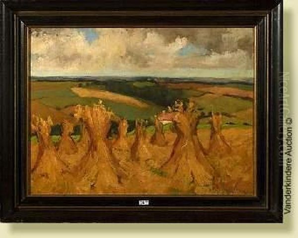 Les Moissons En Condroz Oil Painting by Jean-Baptiste Lucien