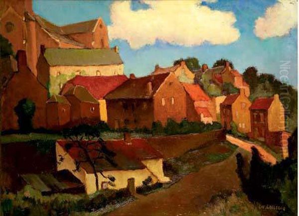 Maison A Hozemont , Chemin A La Maison Blanche, Belgique, Circa 1944-45 Oil Painting by Jean-Baptiste Lucien