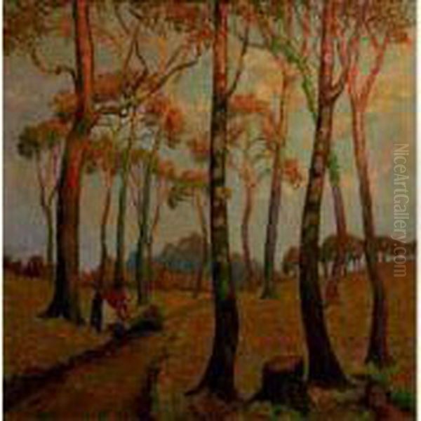 Paysanne Aux Fagots, Normandie, Circa 1920-23 Oil Painting by Jean-Baptiste Lucien