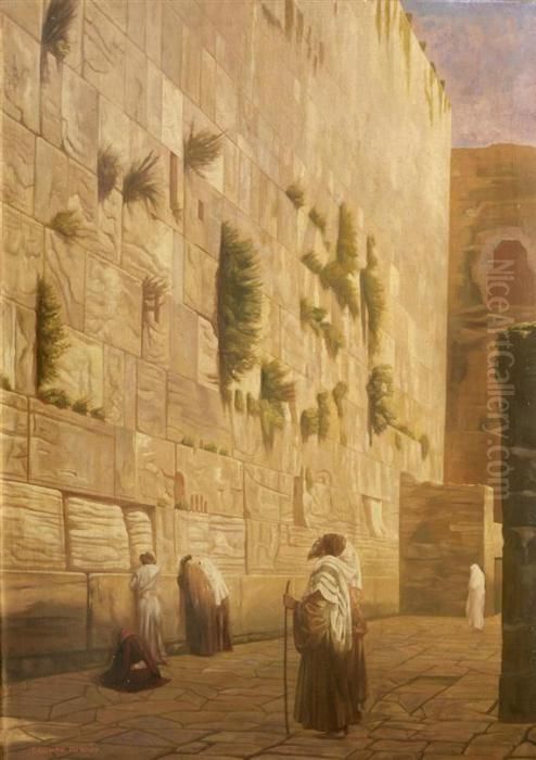 The Wailing Wall In Jerusalem Oil Painting by Jean-Jules-Antoine Lecomte du Nouy