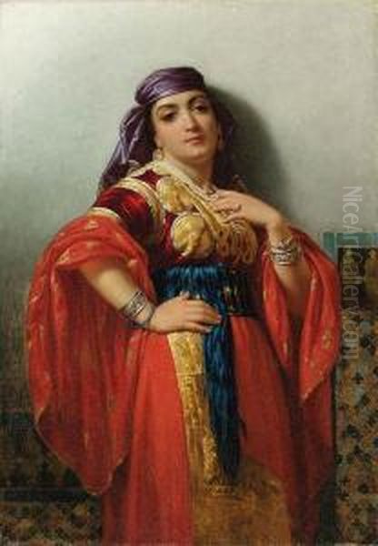 The Oriental Beauty Oil Painting by Charles Emile Hippolyte Lecomte-Vernet