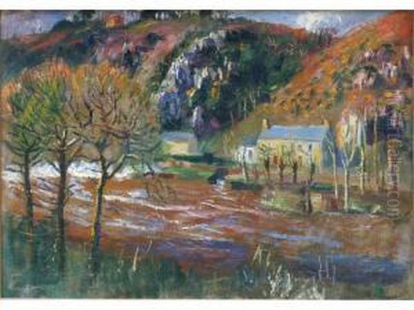 Paysage Au Torrent Oil Painting by Raymond Louis Lecourt