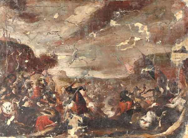 A battle scene Oil Painting by Antonio Calza