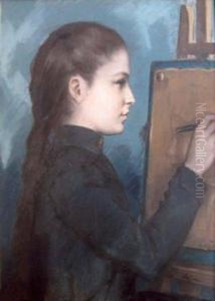 Jeune Fille Au Chevalet Oil Painting by Louis Legrand