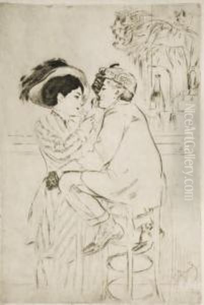 Au Bar
 Ou 
Au Cafe Oil Painting by Louis Auguste M. Legrand