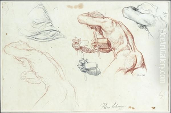 Feuille D'etudes
Crayon Noir Et Sanguine Oil Painting by Henri Lehmann